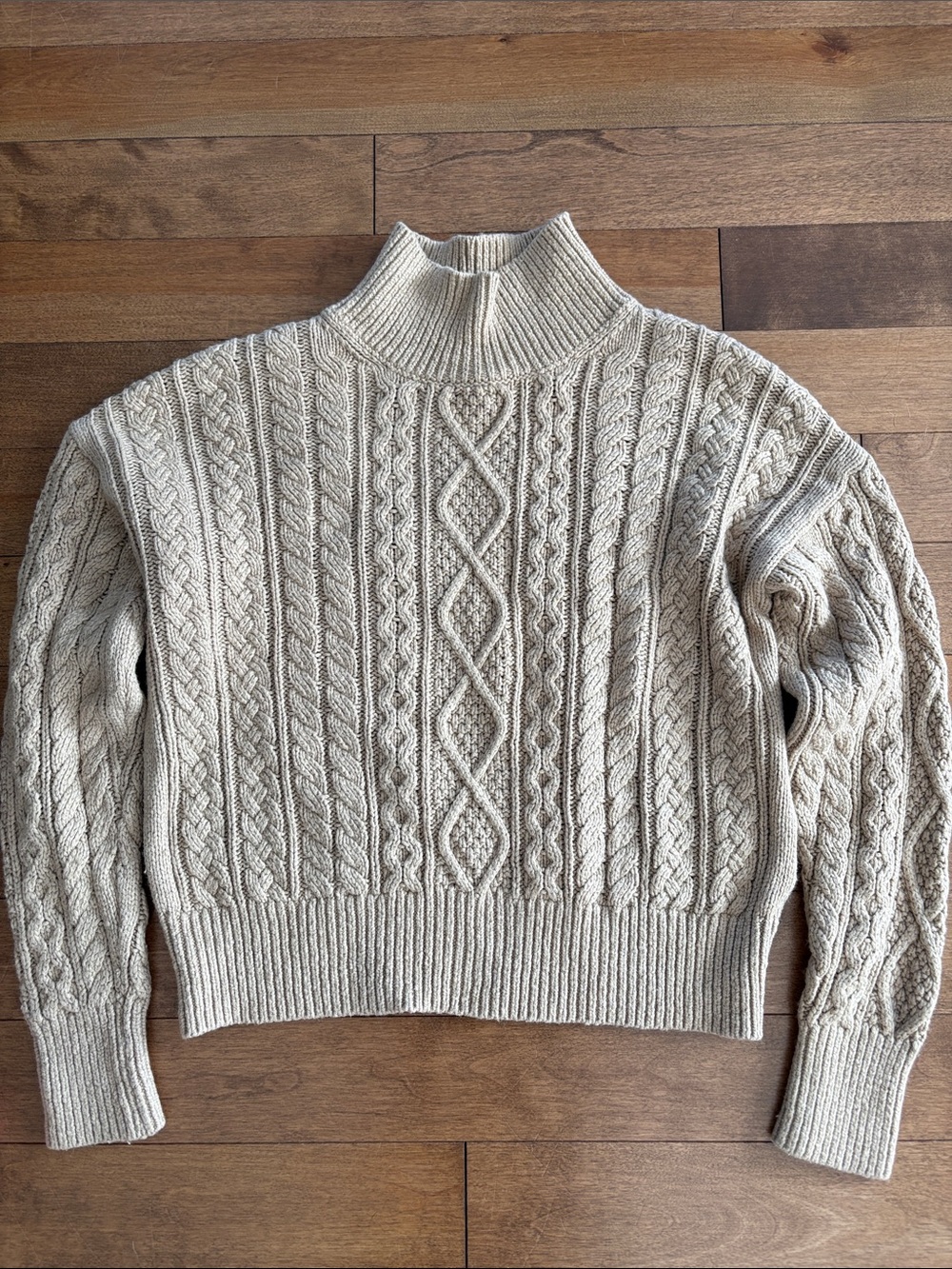 Banana Republic Cream Cable Turtleneck Sweater Cotton Wool Blend